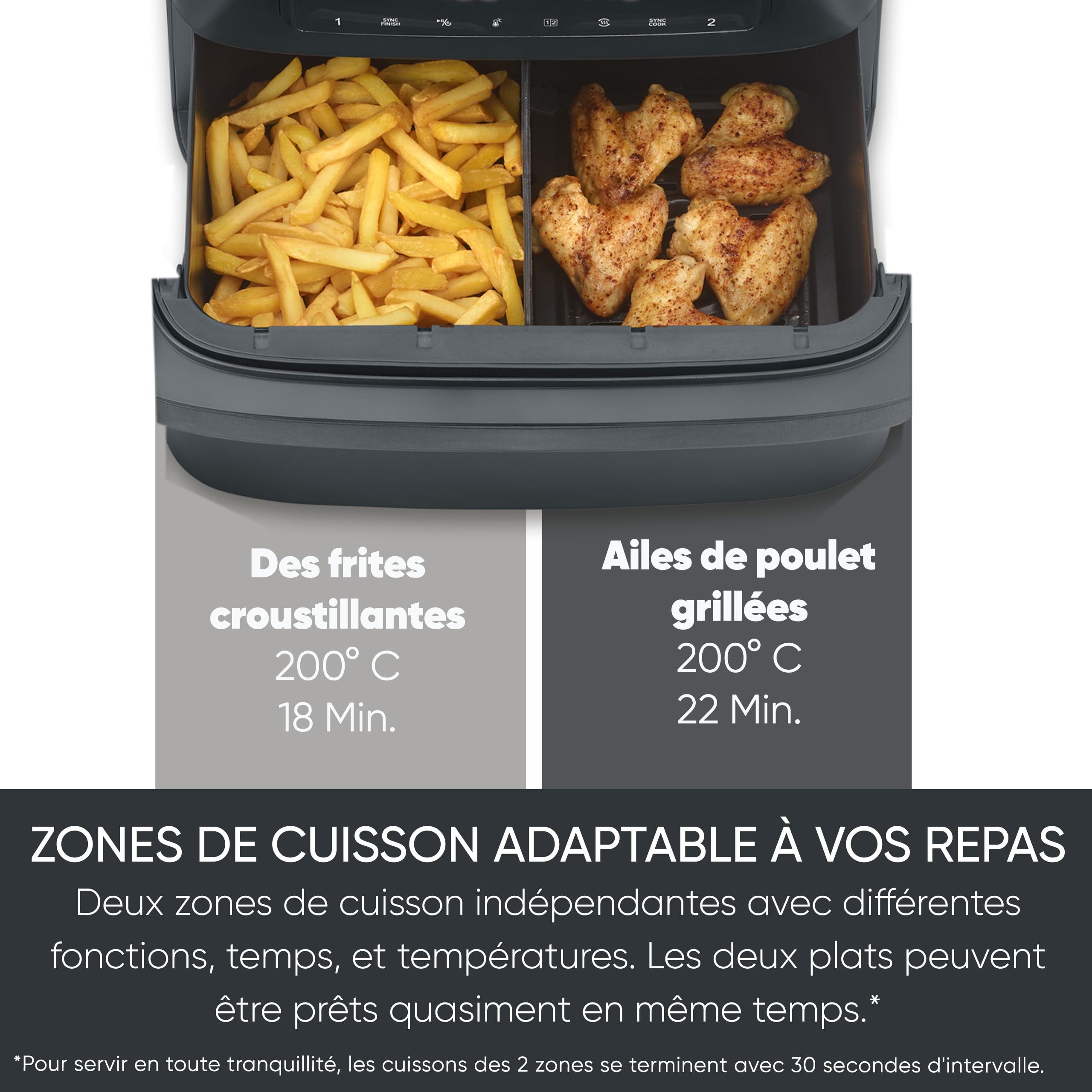 SEVERIN Friteuse à air chaud « Max Zone Flex », Friteuse sans huile avec technologie à air chaud, Air fryer à panier modulable de 9 L, Multicuiseur avec 10 programmes, Noir, FR 9599