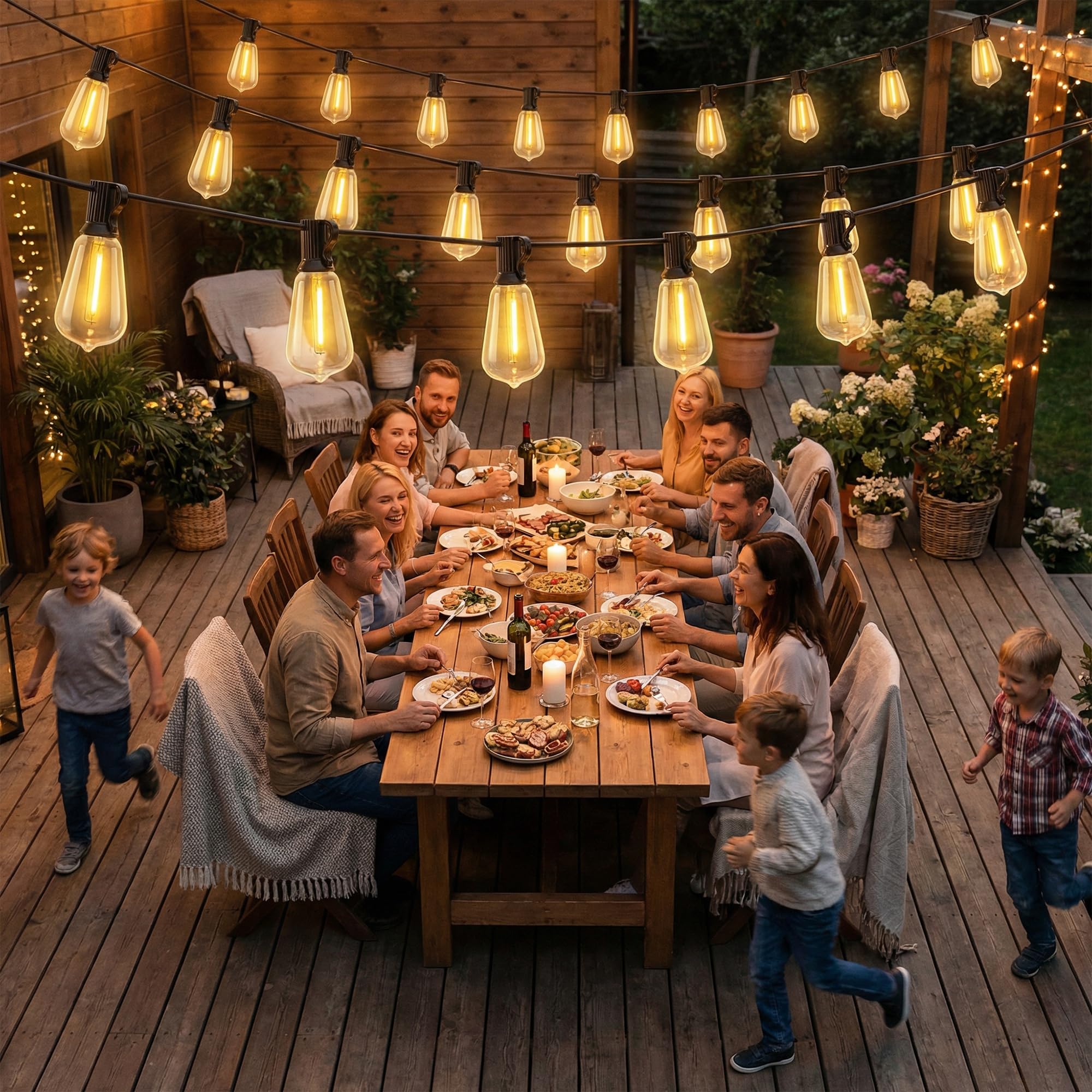HOMCOM Catena Luminosa Esterno, Luci Tenda LED 50, 18 m, IP44, Bianco Caldo | Impermeabili, Decorazione da Interno per Giardino