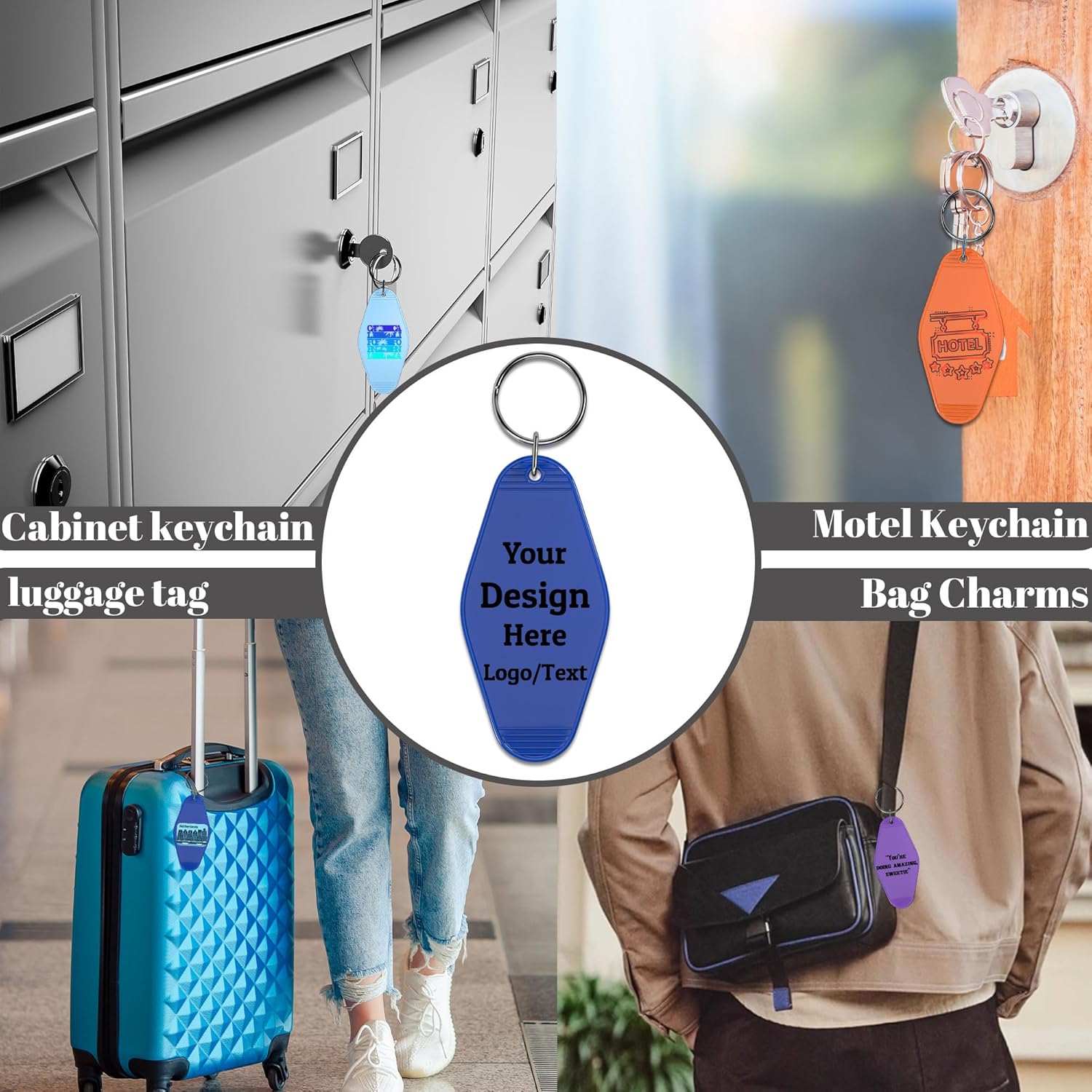 Custom Hotel Motel Keychain, 30PCS Double-Sided Print your Logo/Text, Personalized Key Tags, Vintage Keychains Bulk