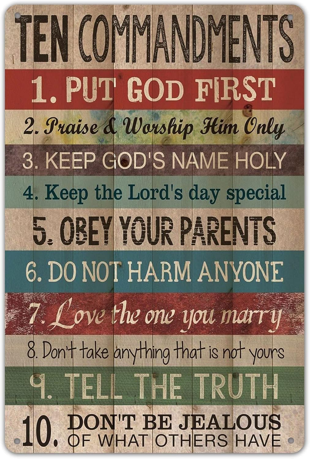 Ten Commandments Vintage Metal Tin Sign Posters Wall Art Aluminum Sign For Cafe Bar Garden Home Bathroom Decoration 12x8 inch
