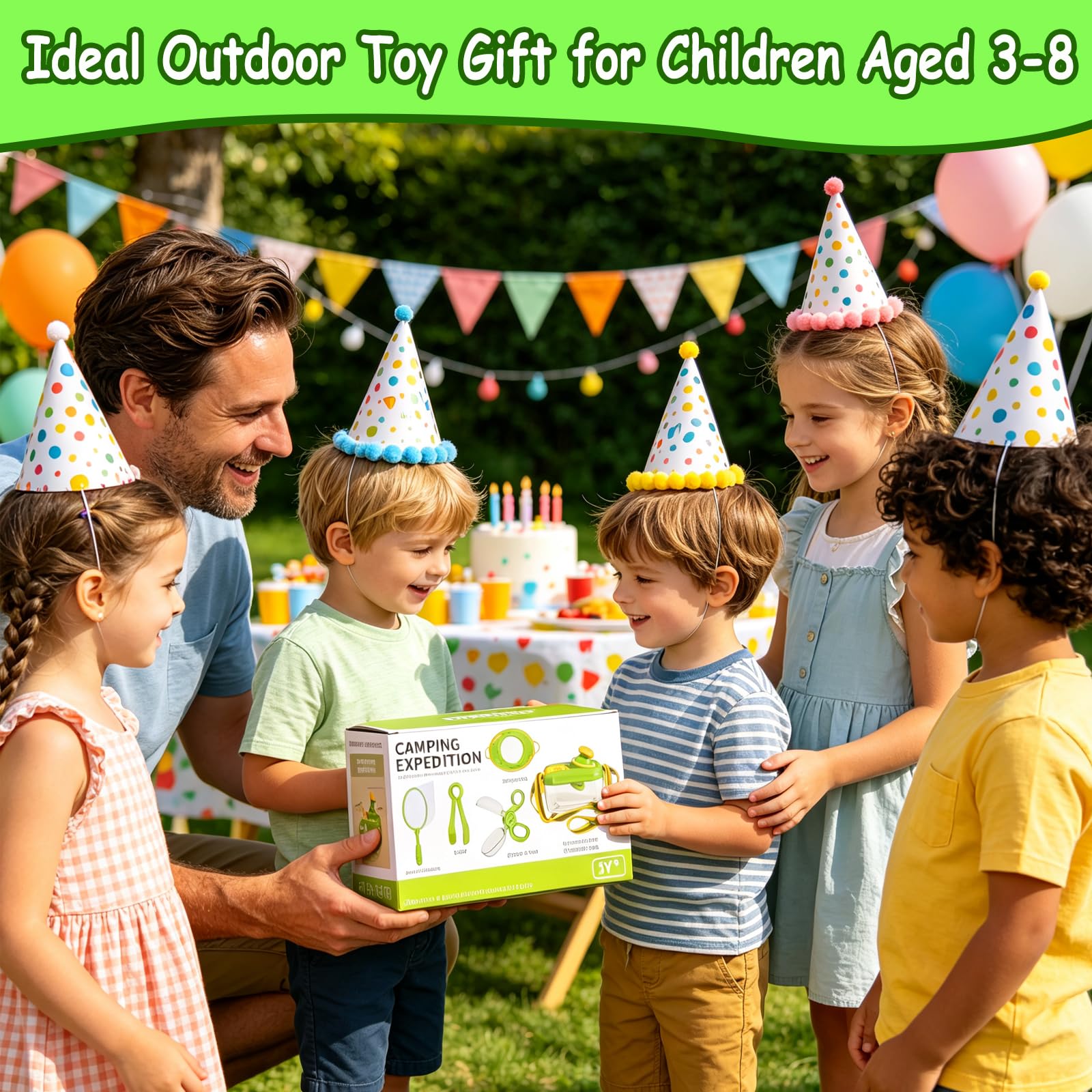 Kit de Explorador para Niños, Caixa para Insectos Cor de Verde, Rotatorio Lupa, Red de Mariposas, Pinzas, 12 Insectos Juguete, Juegos Aire Libre, Regalo de Cumpleaños para 3 4 5 6 Año