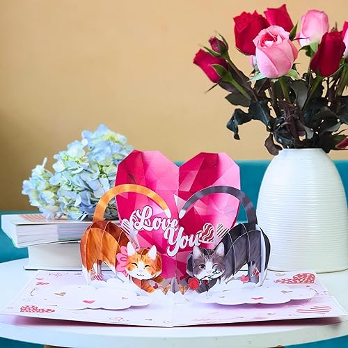 Miniatura 2 de HEARTAGS Tarjeta desplegable para el día de la madre, tarjeta del día de la madre de pareja de gatos para esposa, hija, regalos del día de la madre