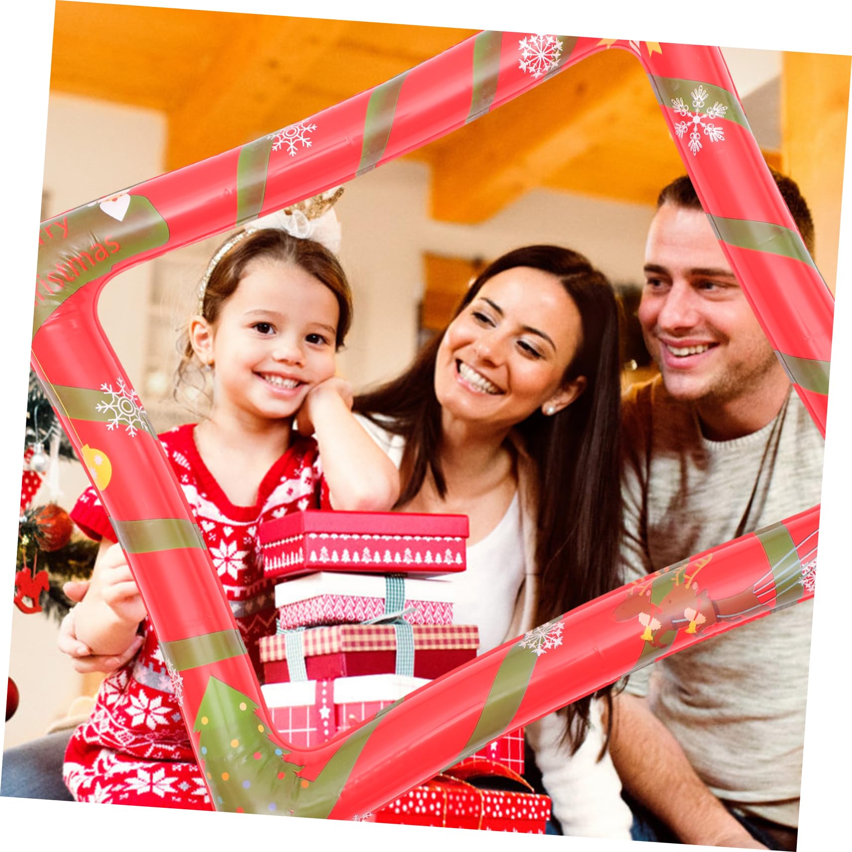 KOMBIUDA 2stücke Aufblasbarer Weihnachts-fotorahmen Aus Pet-Material Fotoautomaten-Requisite Partyzubehör Für Weihnachtsfeiern