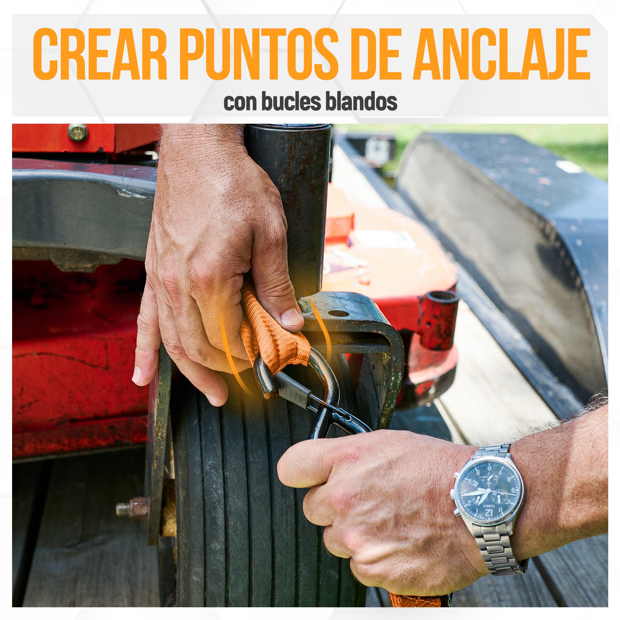 FORTEM Correas De Trinquete, Resistencia 2362kg, 4 Unidades De 3,04m, 4 Lazos Suaves, Mangos Metálicos con Goma, Ganchos con Capa Plástica, Bolsa De Transporte