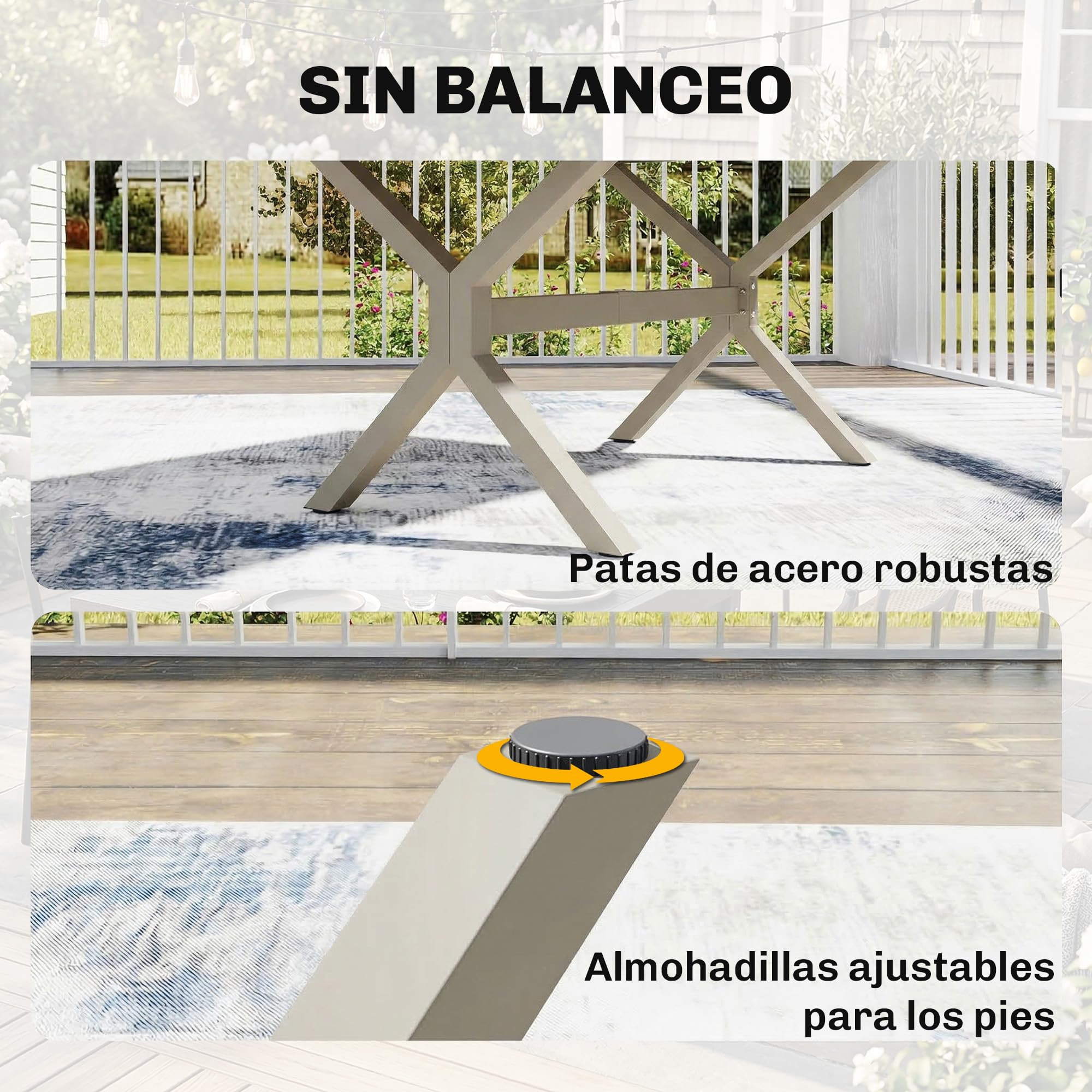 Outsunny Tavolo da giardino allungabile con superficie in alluminio, 154/214 x 85 cm, tavolo da pranzo per esterni, allungabile, rettangolare, con effetto legno, per 8-10 persone, per patio, terrazza