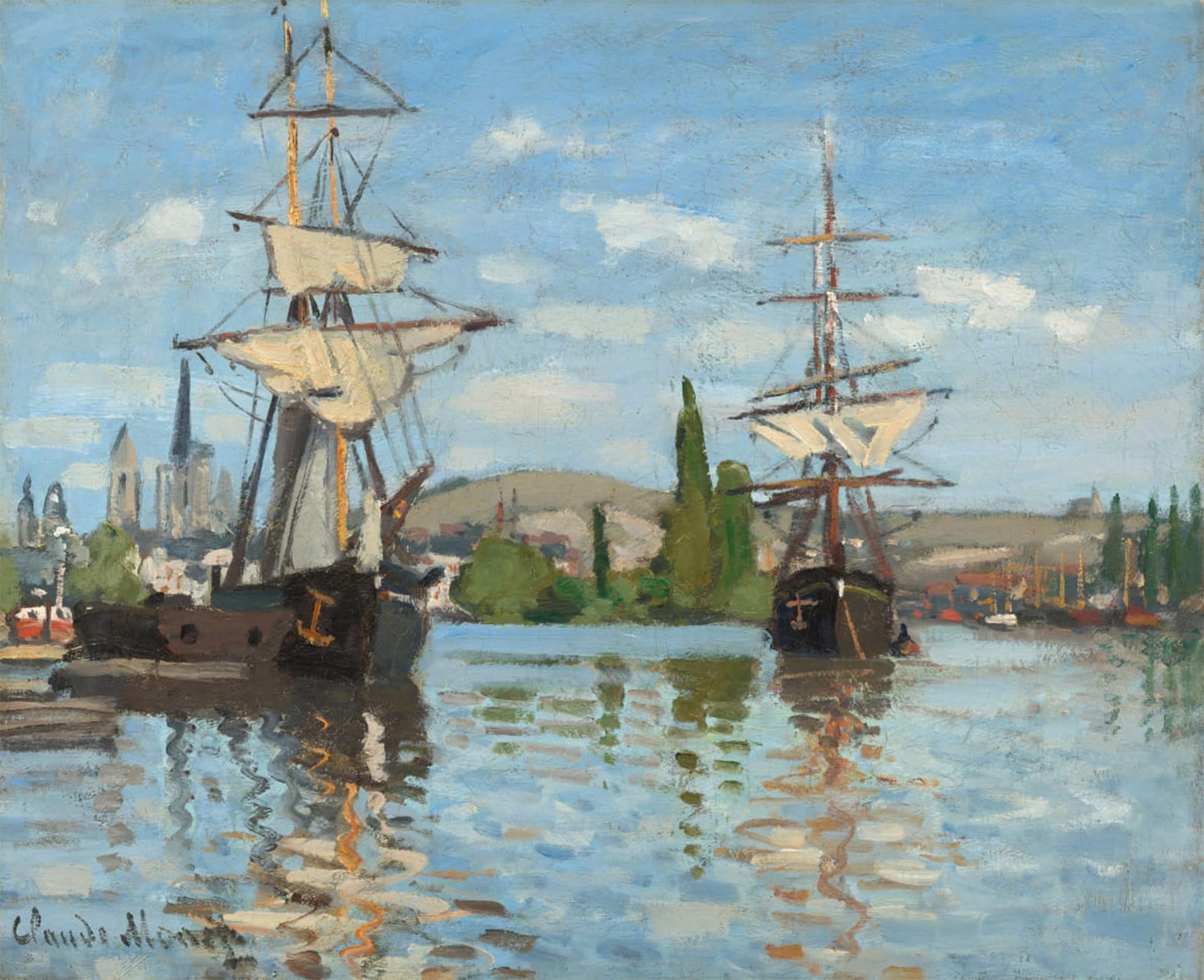 POSTERIIk Famous Print Pop Art Wall Art Graffiti Ships Riding on the Seine At Rouen by Claude Monet Art Prints for Home Decor 60x90cm