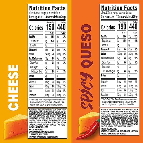 Miniatura 2 de RITZ Bits Cheese and Spicy Queso Cheese Sandwich Crackers - Paquete variado, aperitivos para niños y adultos, aperitivos para el almuerzo, bolsas de