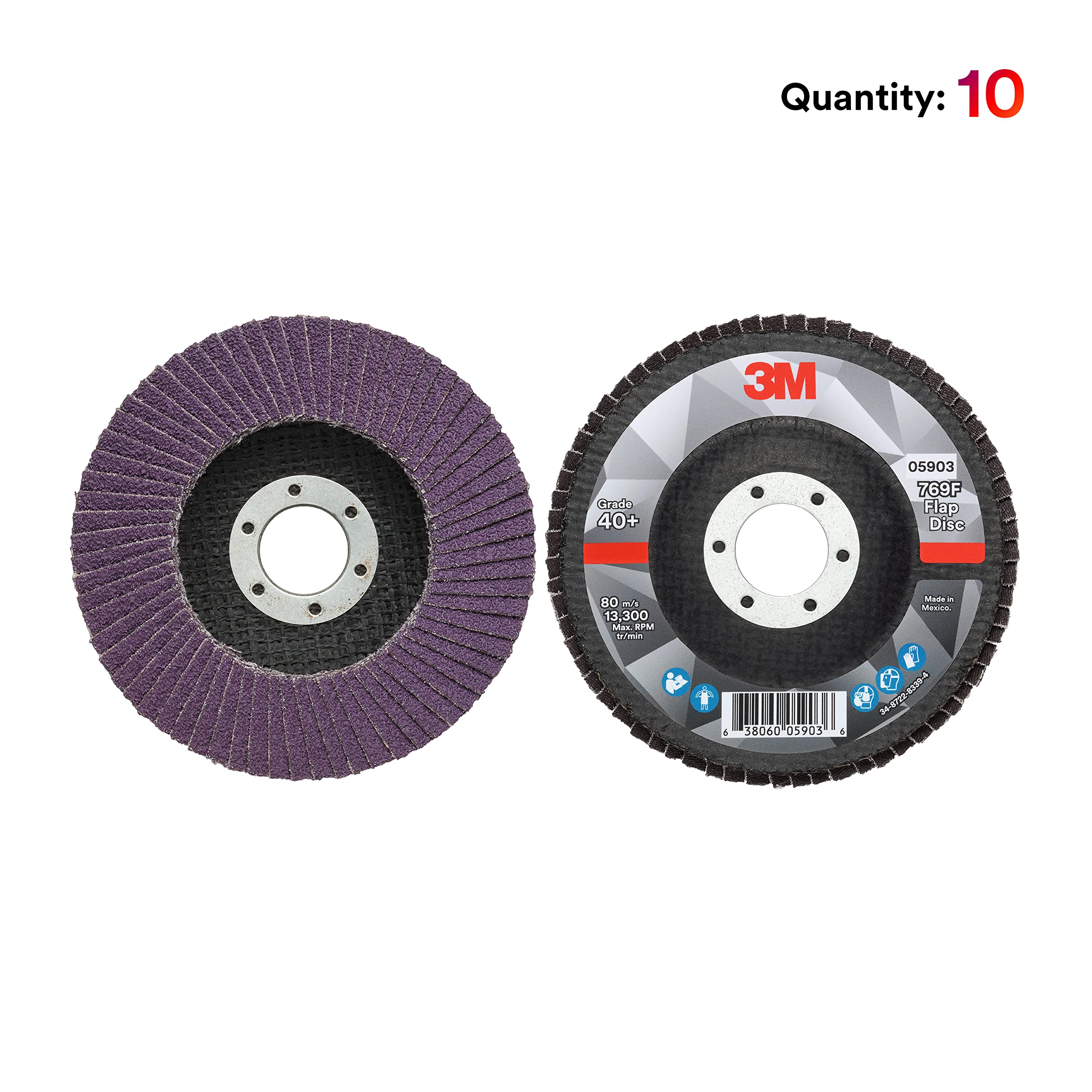 Disco lamellare 3M 769F, T27, abrasivo ad alte prestazioni, grana in ceramica a forma di precisione, 40+, 11,7 cm x 7/8 in 10 pezzi (confezione da 1)