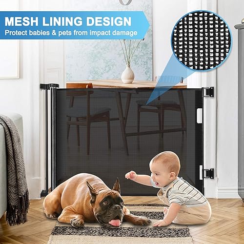 Miniatura 5 de Puertas retráctiles para bebés de 56 pulgadas para puertas, puertas retráctiles para perros, puertas al aire libre para cubiertas, puerta larga para