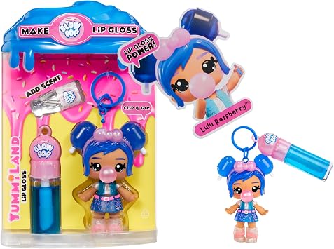 Yummiland x Licensed Sweets Lip Gloss Doll: Blow Pop - Lulu Raspberry - Includes 1 Doll, DIY Lip Gloss + Removable Keychain, Cosmetic Play, Collectible, Suitable for Children Ages 4+