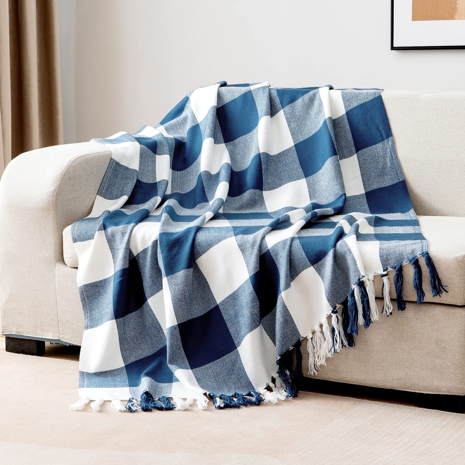 MIULEE Blue and White Buffalo Plaid 