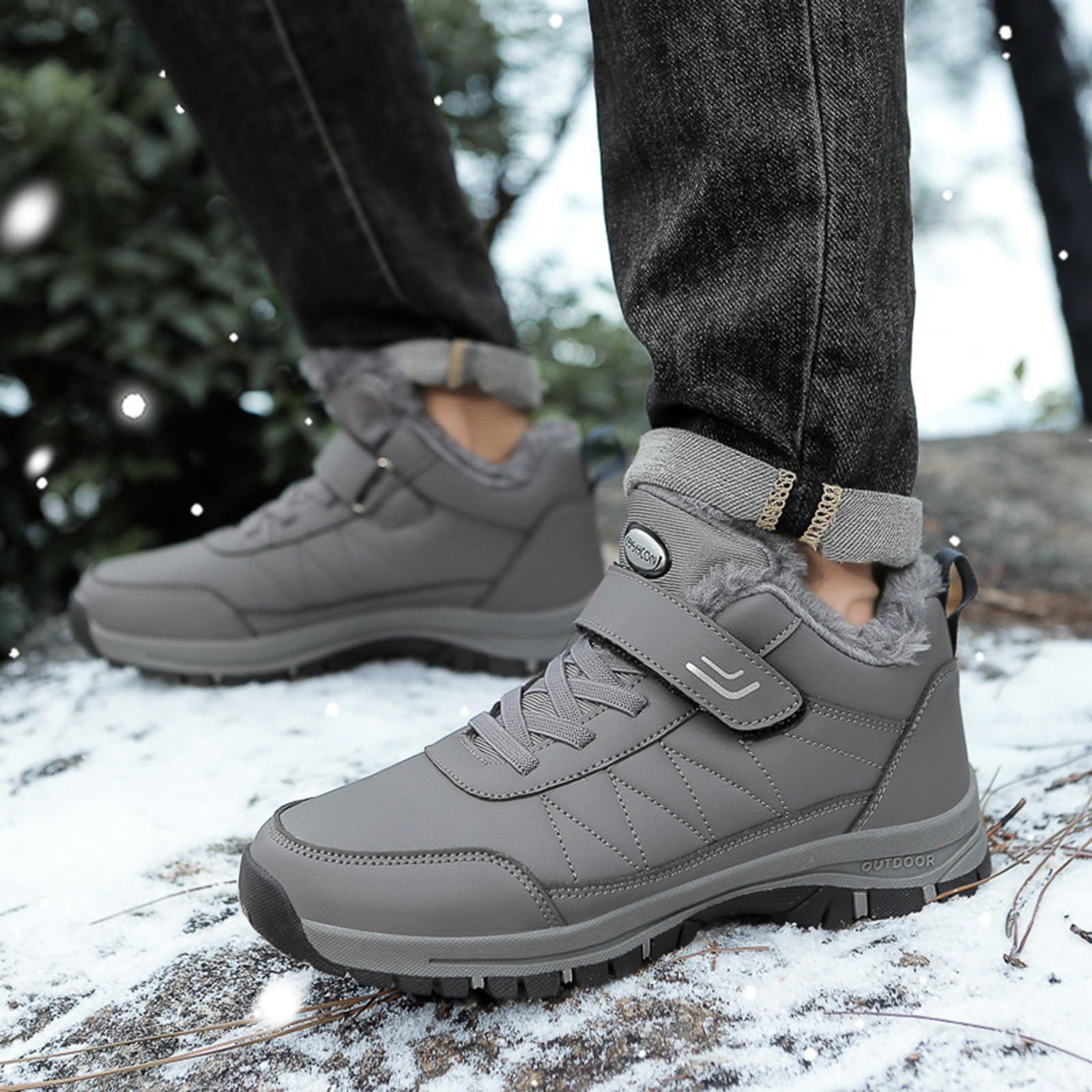 Generisch Sneaker da uomo e da donna, scarpe sportive invernali, comode e antiscivolo, ortopediche, scarpe invernali, leggere, corte, slipon, stivali larghi