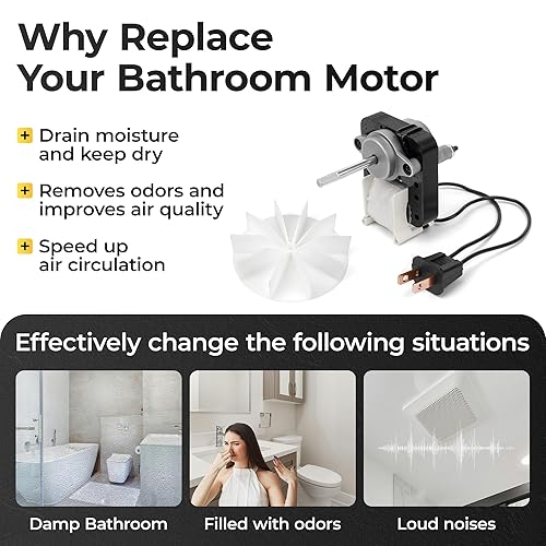 Miniatura 6 de Kit de motor universal SM550 para ventilador de baño compatible con motores eléctricos Nut-one Br-oan de 50CFM, 120V, 3000 RPM, motor de ventilador