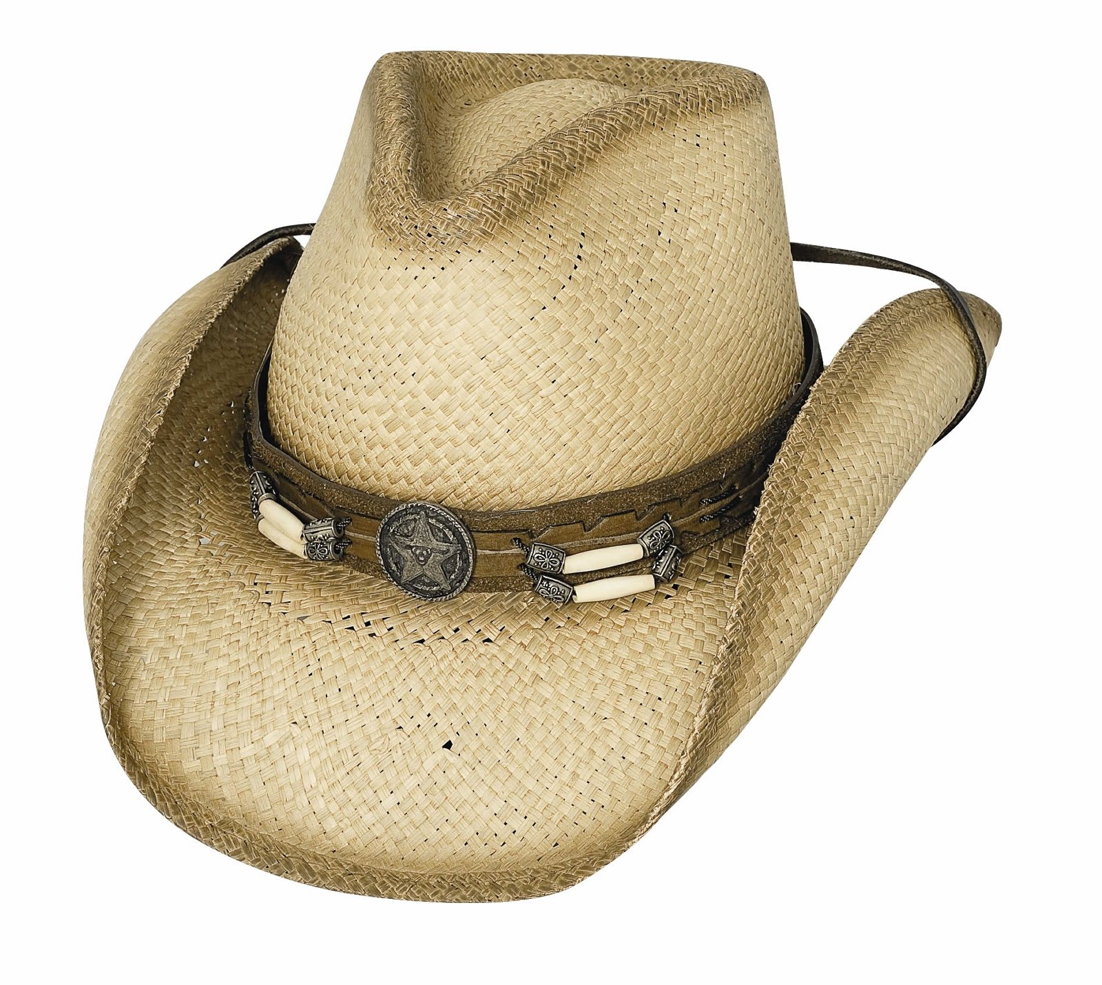 Bullhide "Dundee Panamá Paja Sombrero de Cowboy con Texas Star Disfraz