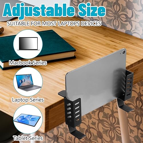 Miniatura 4 de MAQUITA Soporte de escritorio para laptop, soporte de escritorio sin taladros, soporte colgante para escritorio, almacenamiento de abrazadera para