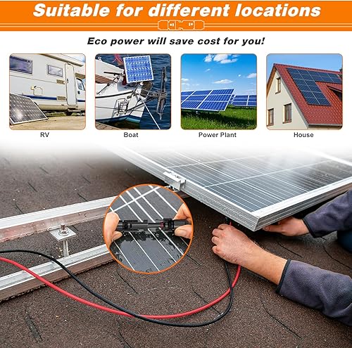 Miniatura 9 de PEBA Kit de herramientas de prensado, crimpadora solar para cable de panel solar AWG 16-10, con 6 pares de conectores solares, pelacables solares y