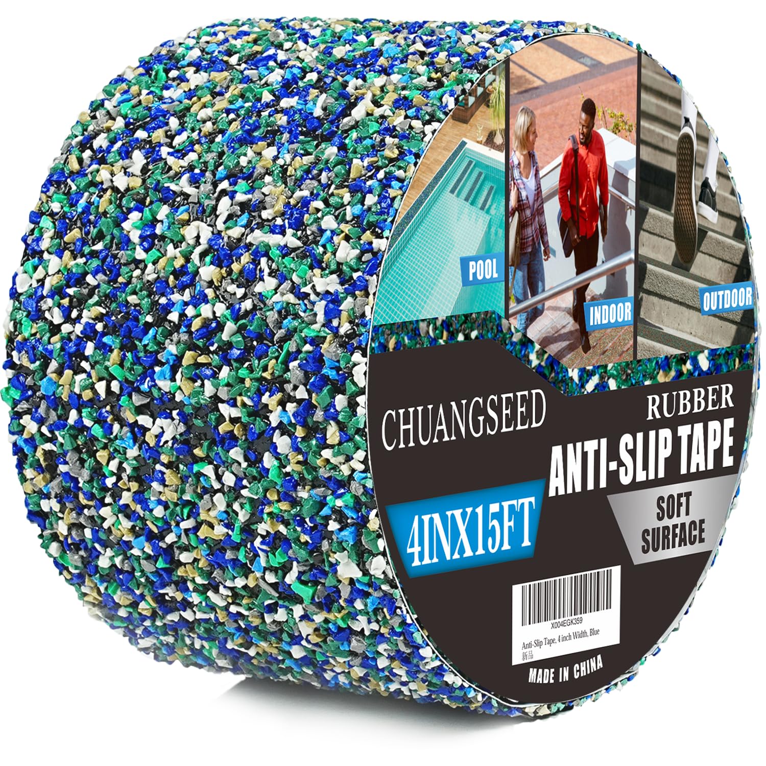 CHUANGSEED Swimming Pool Rubber Anti-Slip Tape 10.2 x 4.6 m Multi Purpose Heavy Duty Indoor/Outdoor Waterproof Traction Tape for Stair Treads Trails Room-image-12