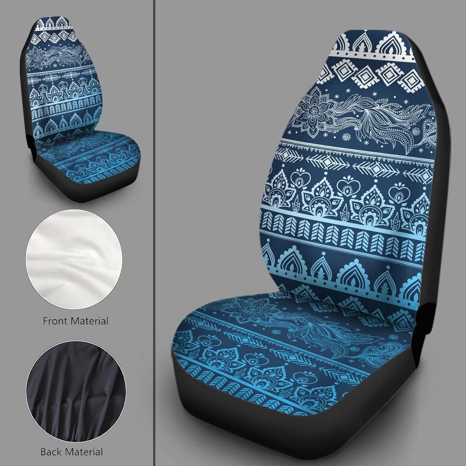 Howilath Aztec Southwest Bohemia Flowers Universal Car Front Seat Covers Set of 2, High Back Stretchy Bucket Seats for Most Cars, SUV