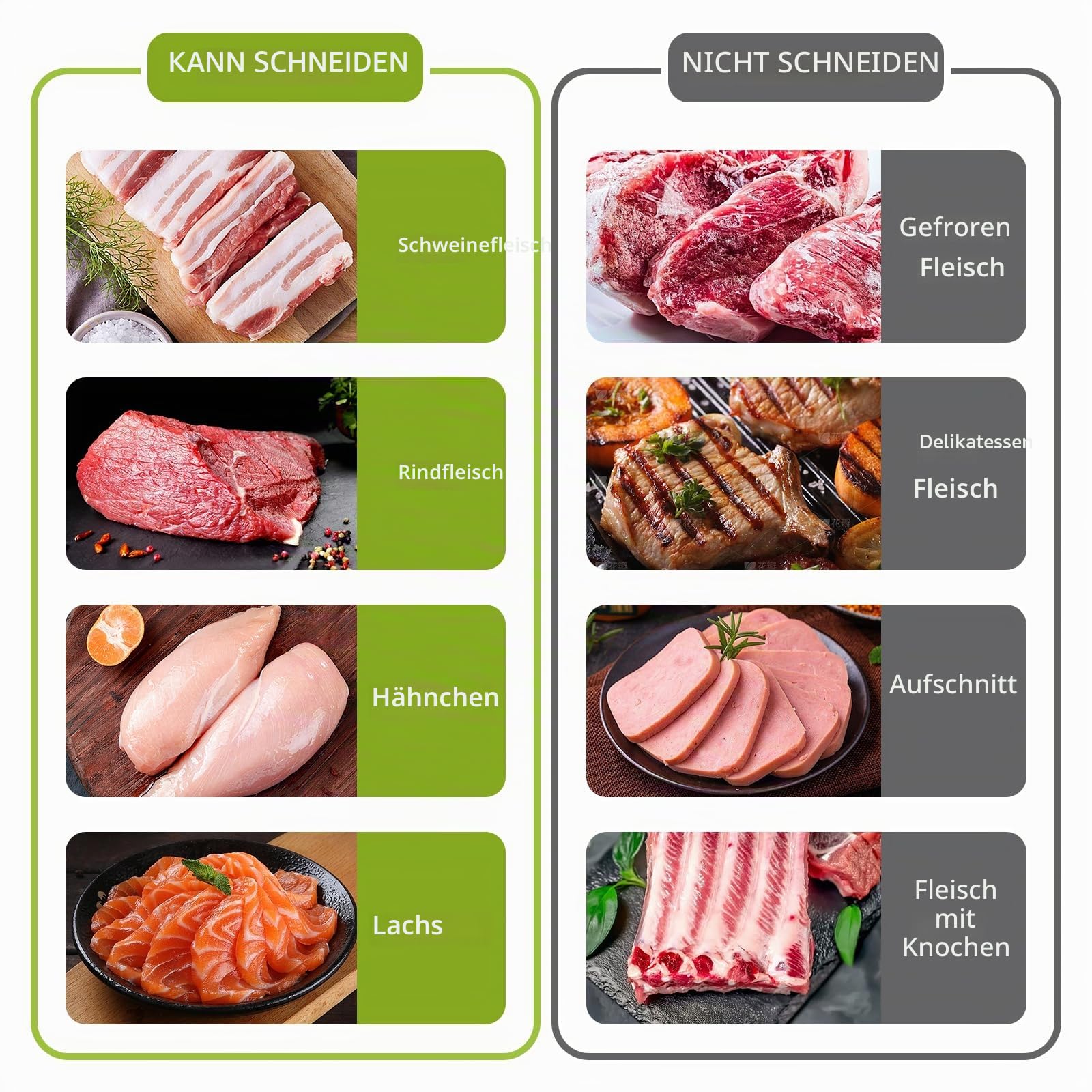 Fleischschneider für den Heimgebrauch, dick, verstellbar 2 oder 4 mm, 17-in-1 Edelstahl, manueller Fleischschneider, Hackmesser, Trockenschneider, Anzug für Hühnerbrust, Rind, Schweinefleisch (grau)