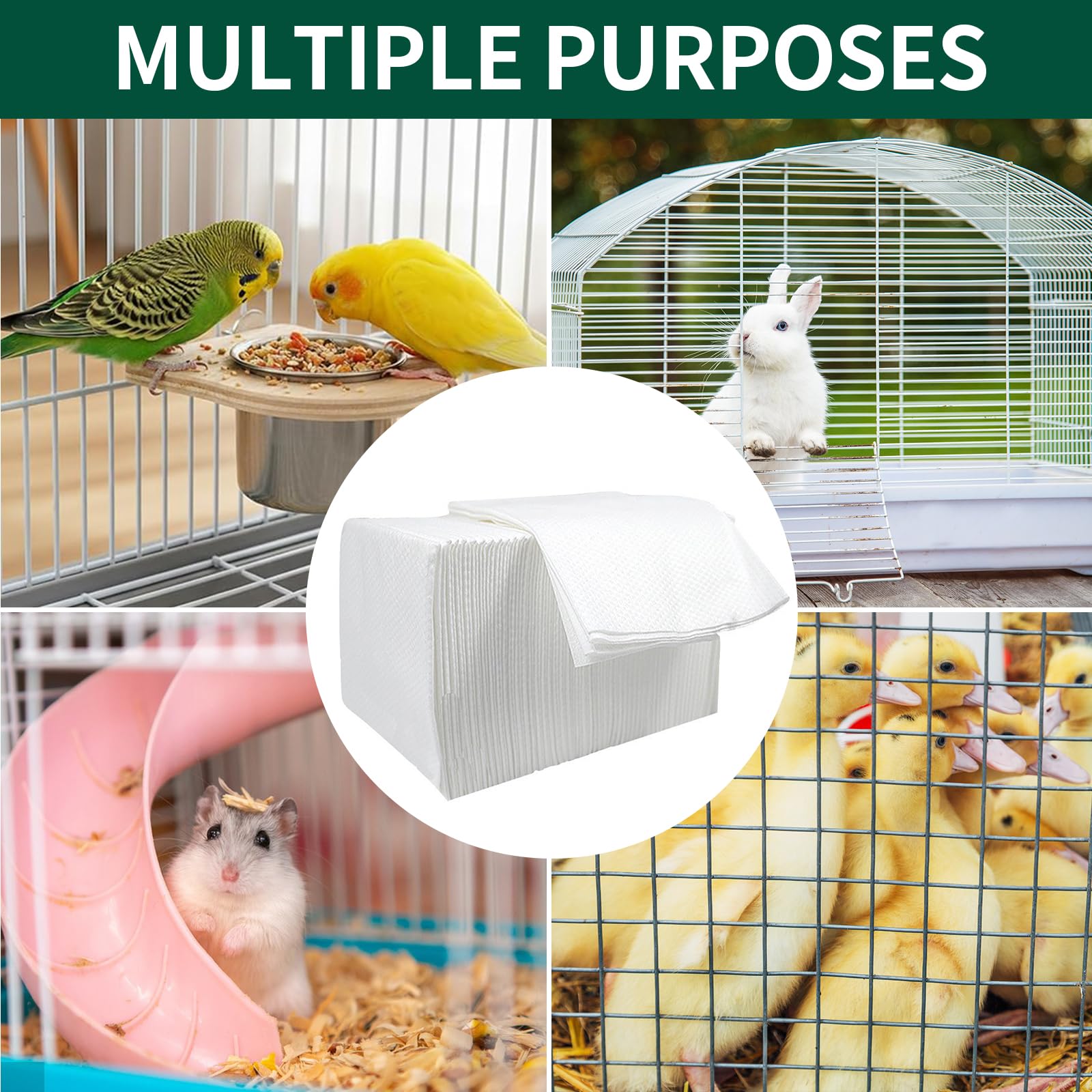 100 piezas de papel para jaulas de pájaros, almohadillas absorbentes desechables para jaula de loro, 28 x 50 cm, forros de papel, bandeja fecal cortable, alfombrilla de cojín para mascotas