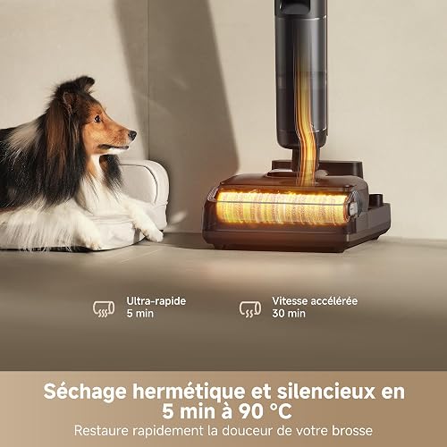 dreame H15 Pro Aspirateur Laveur, Bras robotisé AI DescendReach, Triple arête, 21 000 Pa, antinœuds, Lavage Brosse immersif 100°C, séchage 5 Min 90°C, contrôle par Application, portée à Plat 180° - 6
