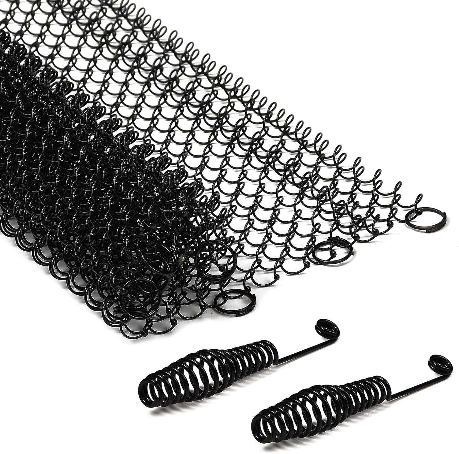 XhuangTech 2 Pack Fireplace Screen Mesh Curtain, Spark Guard with Pulls, Heat Resistant Metal Fire Place Screen Net, Fireplace Hanging Replacement for Home Wood Burning Fireplace (24’’×18’’)