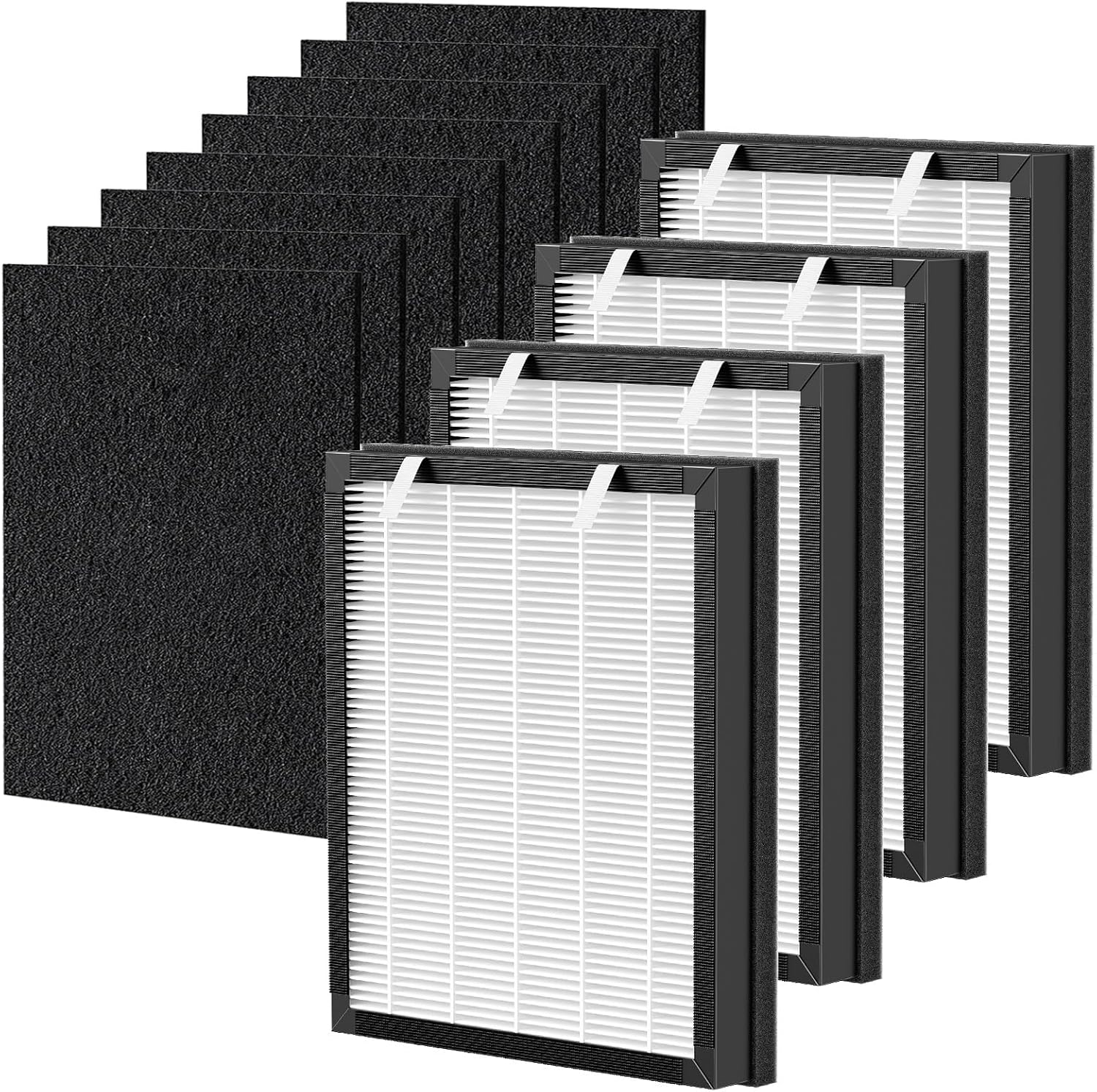 P358 Replacement Filters Compatible with HEAPETS P358 Pet Air Purifier, 4 Hepa Filters and 8 Activated Carbon Pre-filters for Pet Household, Compare Part #PJ358-2LX6JDM