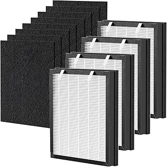P358 Replacement Filters Compatible with HEAPETS P358 Pet Air Purifier, 4 Hepa Filters and 8 Activated Carbon Pre-filters for Pet Household, Compare Part #PJ358-2LX6JDM