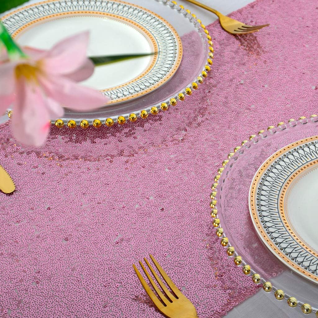 Sequin Table Runners Fuchsia Gold 20 Packs 12x72 Wedding