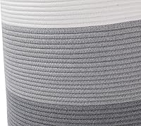 Vista 8 de Cesta de almacenamiento extra grande de 16 x 16 x 18 pulgadas con tapa, cestas de almacenamiento de cuerda de algodón, canasta de lavandería