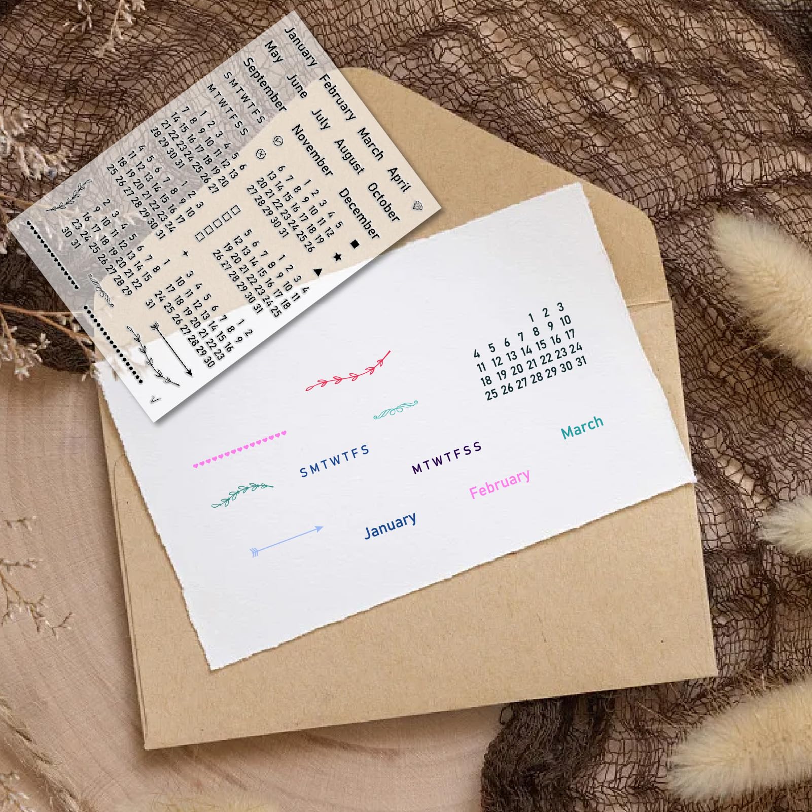 CRASPIRE Calendario Timbri Trasparenti Settimana Mese Parole Numero Riutilizzabili Silicone per Scrapbooking Album Fotografico Decorativo Diario
