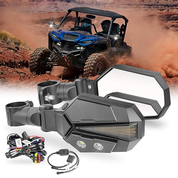 Buy UTV Sideview Lighted Mirror Kits, Niking Auto UTV Side View Mirrors Fit 1.75 Inch Roll Bar