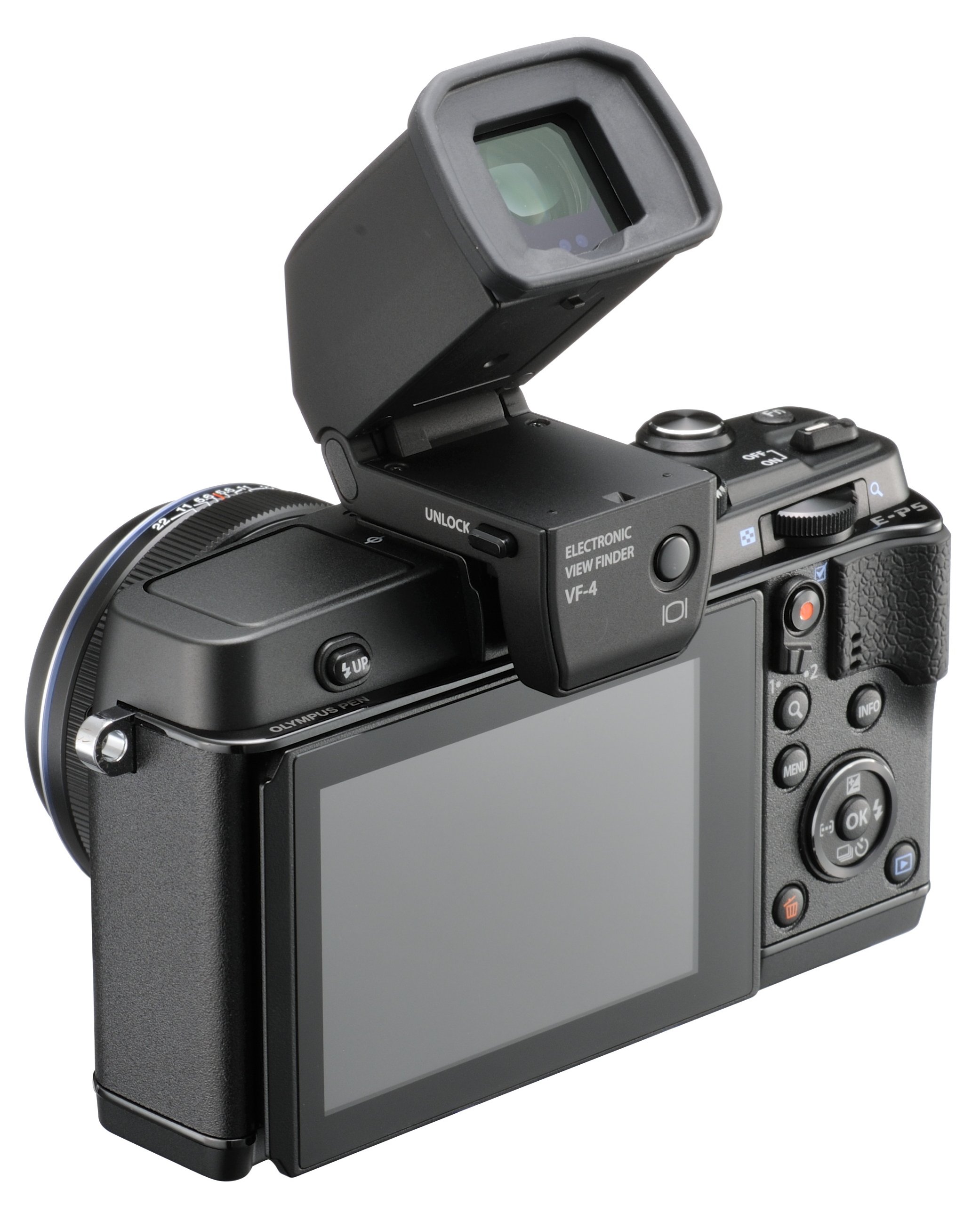Olympus Olympus VF-4 elektronischer Sucher (2,3 Megapixel, natürliche Farbwiedergabe, 2-Fach Opt. Zoom)