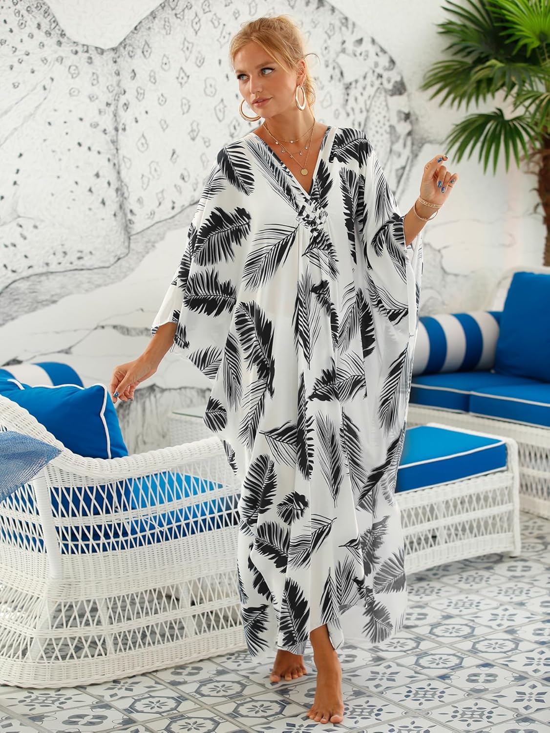Women Animal Print Kaftan Dresses Plus Size Swimsuit Coverup 2025 Summer Bathing Suit Caftan Loungewear Beach Dress - Image 9