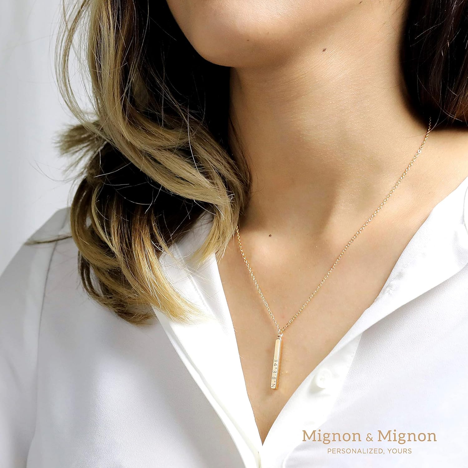 MignonandMignon Custom Name Personalized Necklace 4 Sided for Mom Gift for Mom