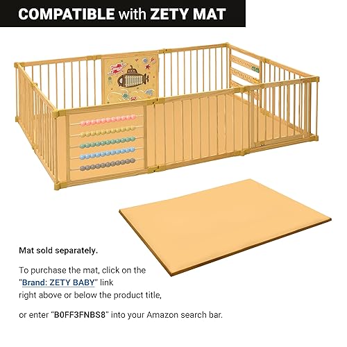 Miniatura 5 de Corralito de madera extra grande para niños pequeños y bebés, diseño de juguete bajo el mar, (810), paneles de madera, plegable y ajustable,