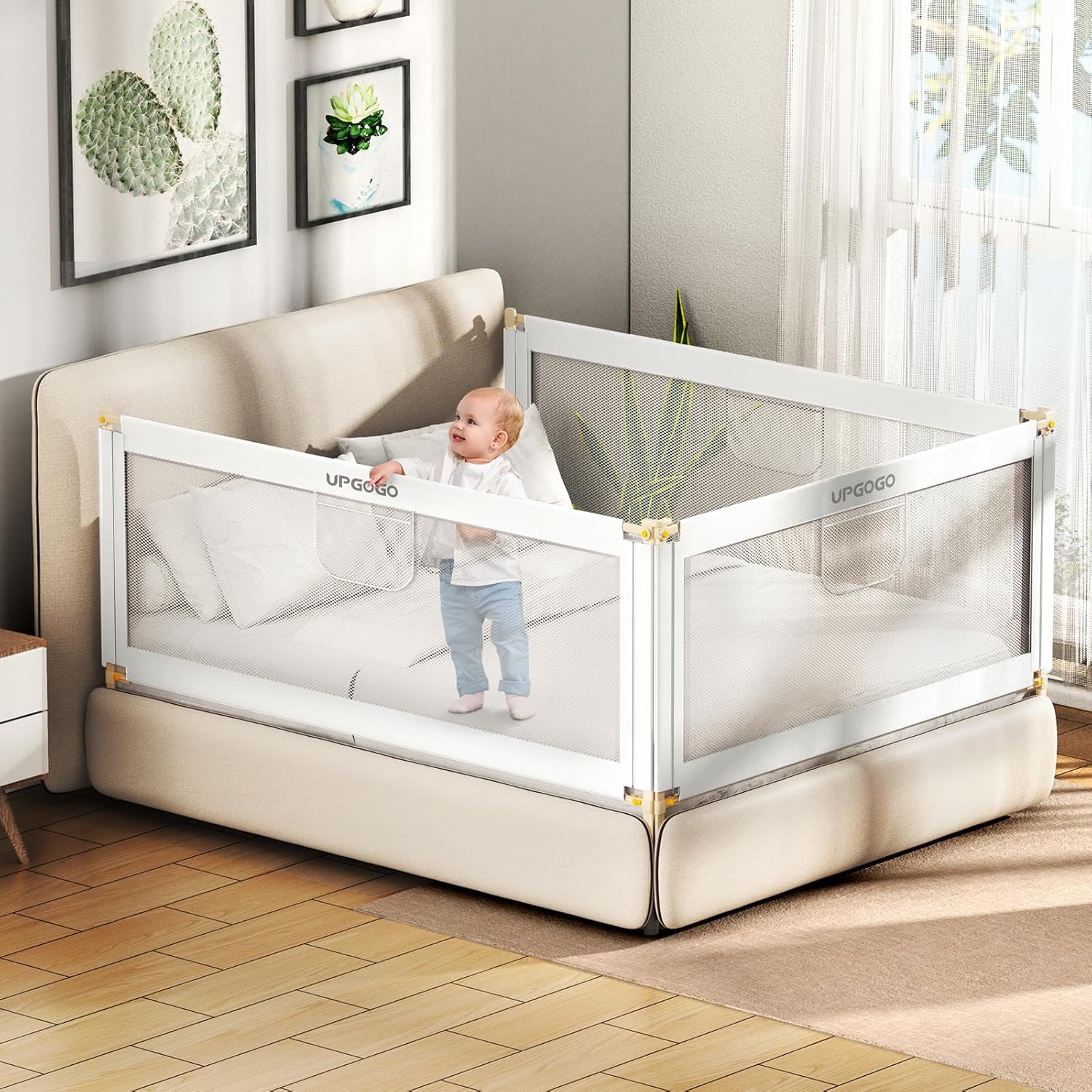 UPGOGO Lifting Design Bed Rail for Toddlers,Safety Baby Bed