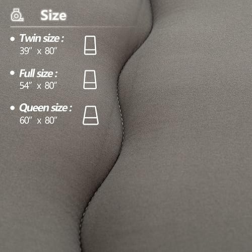 Miniatura 25 de YOSHOOT - Colchón de futón japonés Shiki, colchón enrollable para invitados, cama plegable portátil, colchón de campamento para dormir, para