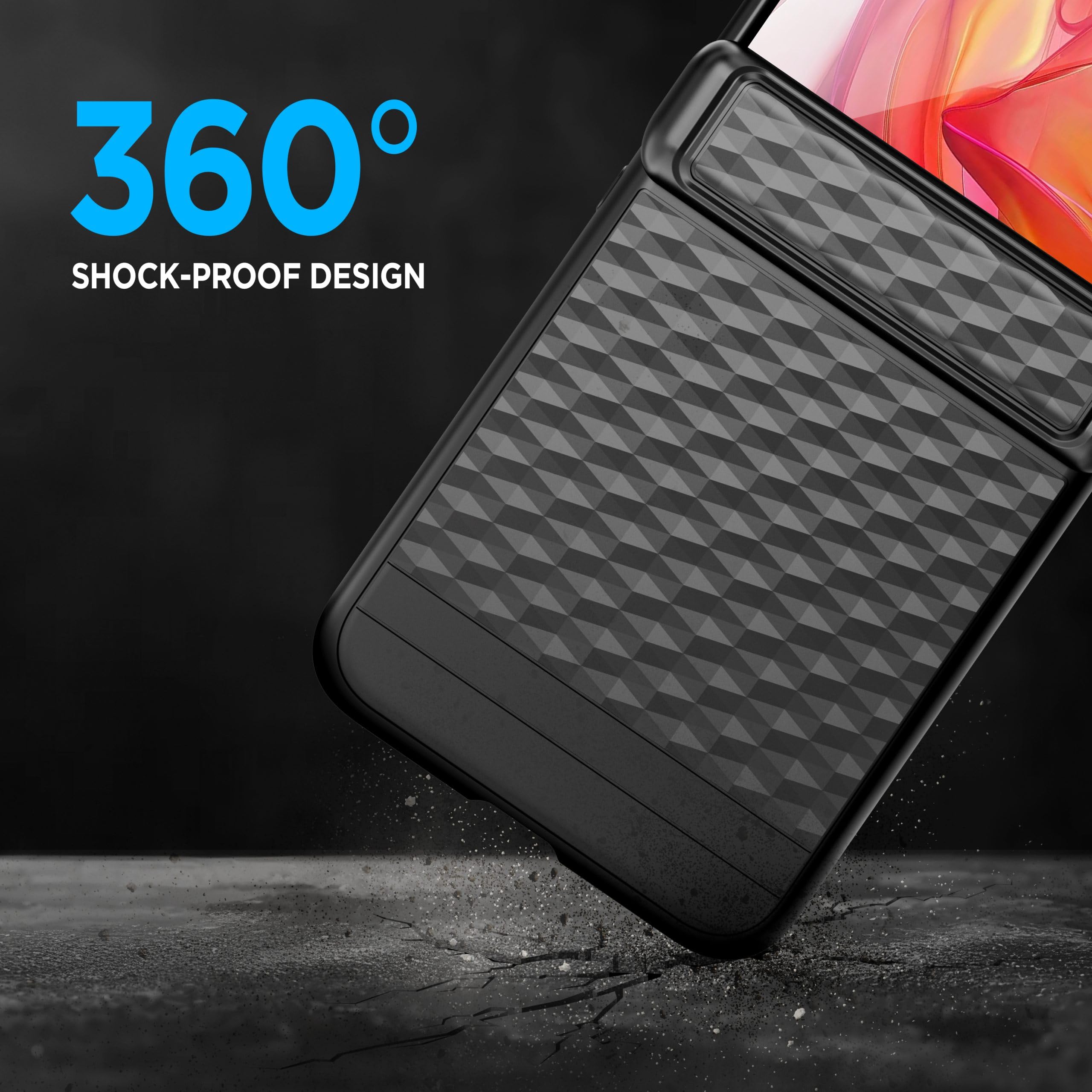 ENCASED SlimShield for Motorola Razr 50 Ultra Case with Hinge Protection (Moto Razr+) Built-in Tempered Glass Screen Protector, Black - Image 3