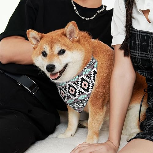 Miniatura 4 de Pañuelos para perros con hebilla ajustable para mascotas, diseño de nativos americanos, bufanda triangular lavable, tres tamaños