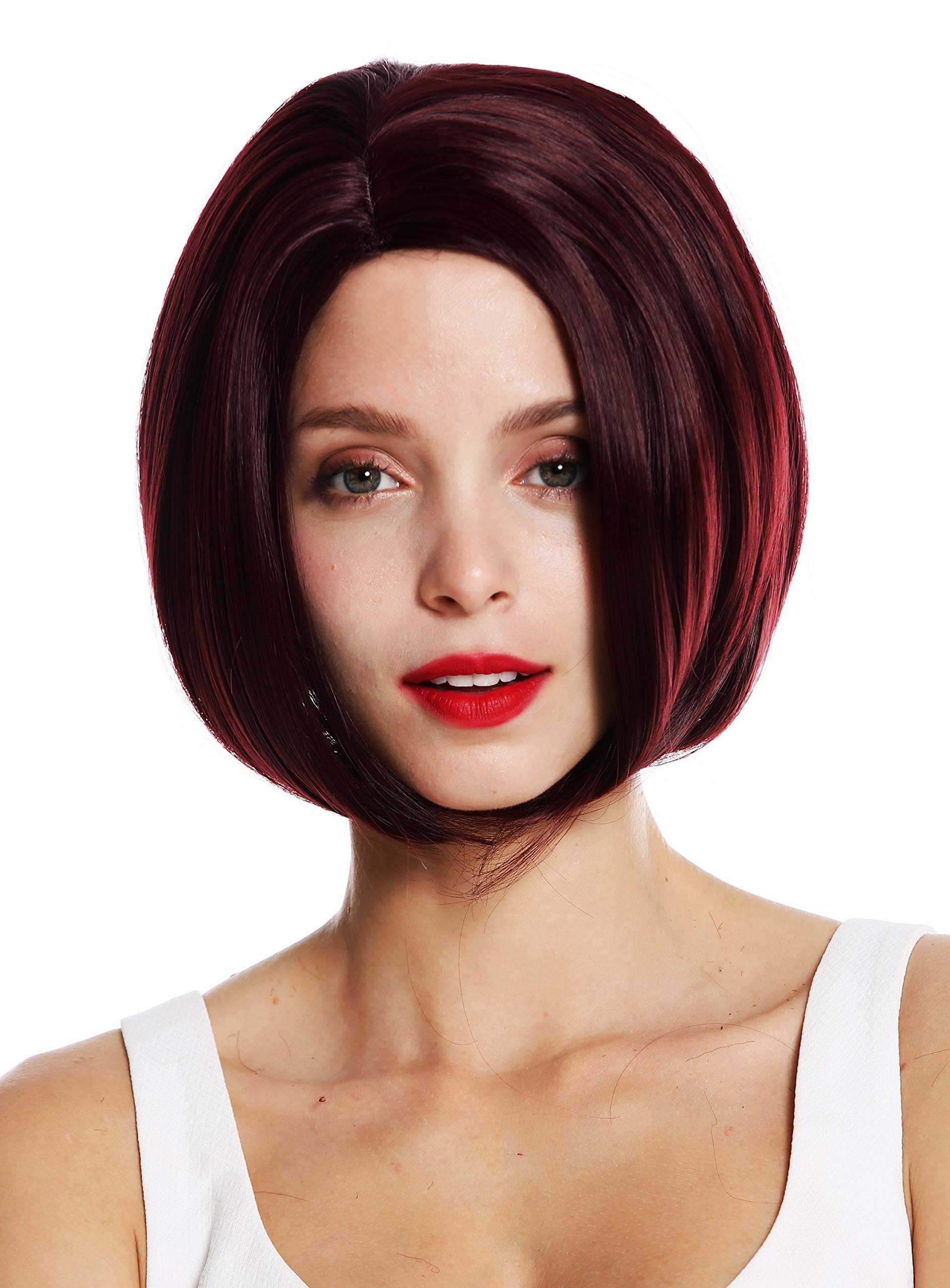 WIG ME UP - VK-54-99J quality women's wig short long bob parting sleek bordeaux red, aubergine-coloured, Length: approx. 25 cm - Image 2