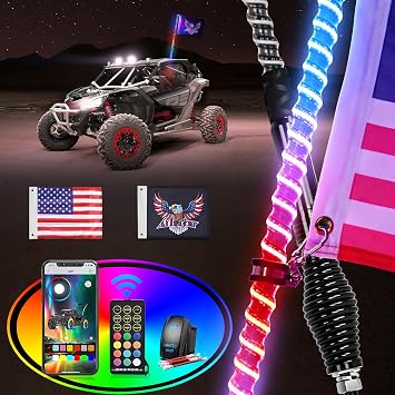 Nilight LED Whip Light 1 PC 3FT COB RGB Lighted Antenna Whips