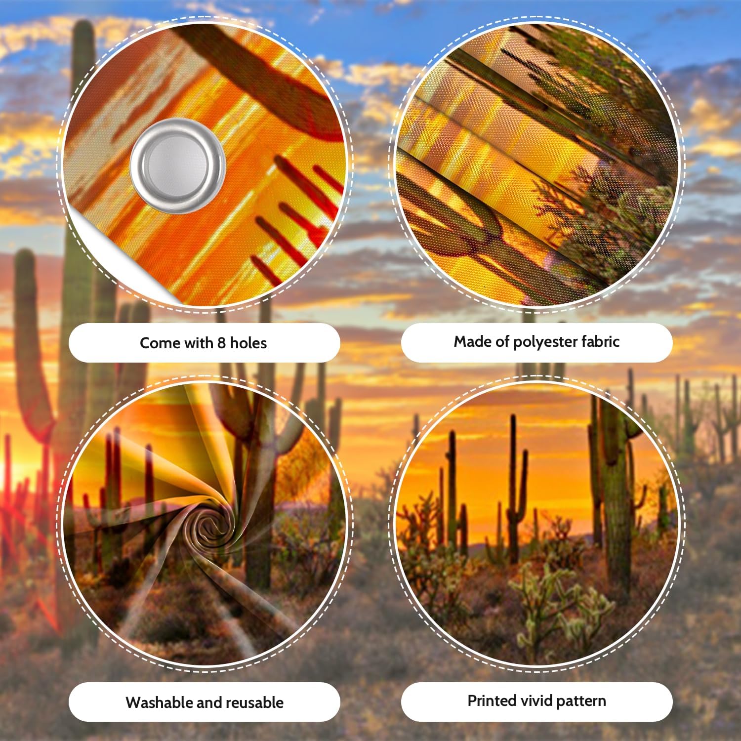 7x16ft West Desert Garage Door Decor Wilderness Gobi Sunset Prickly Cactus Thorns Dreamy Sky Nature Scene Dreamy Garage Door Background Birthday Party Wedding Garage Door Decor