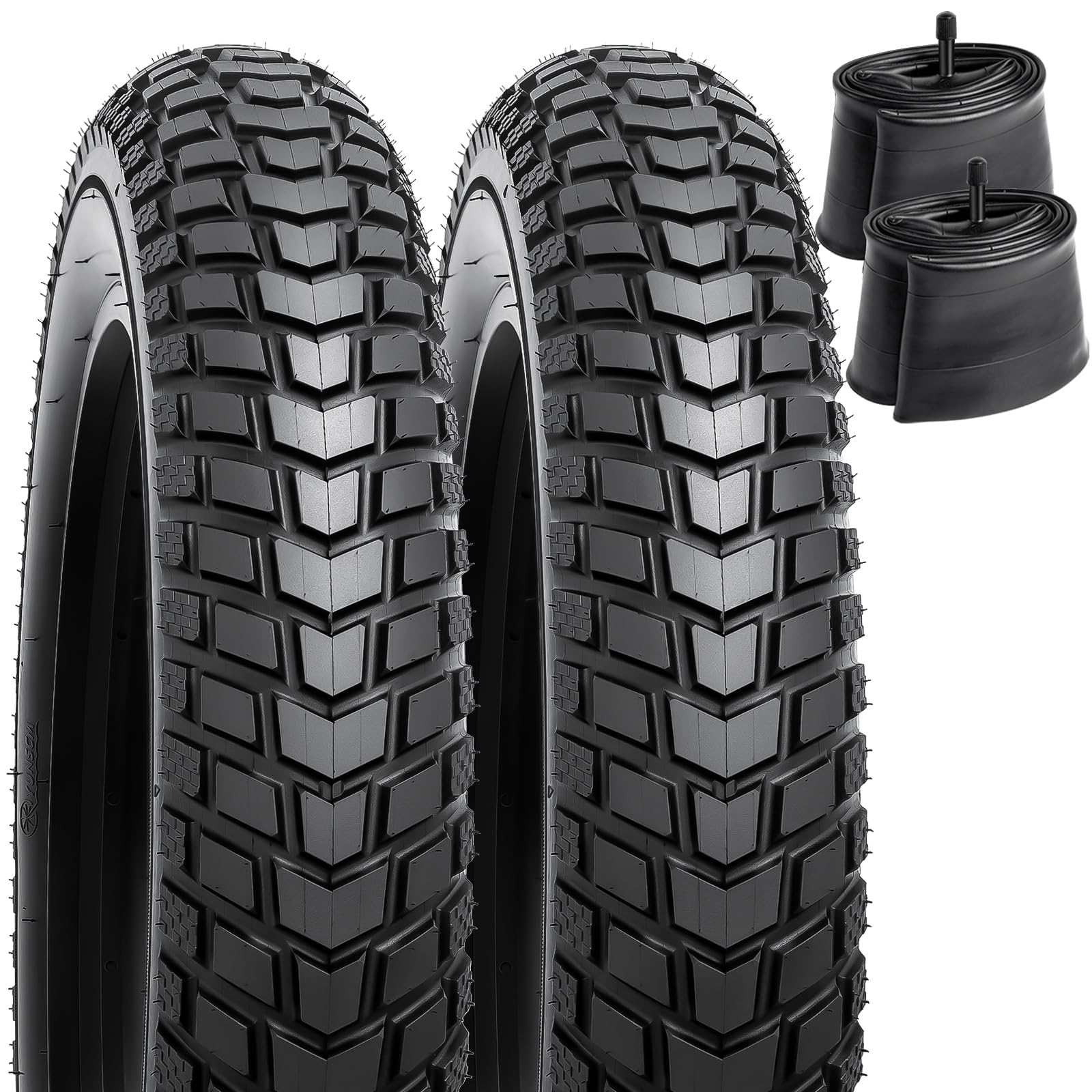 YunSCM 2-PCS 24 Pulgada Pliable E-Bike Neumáticoss 24x4.0 98-507 et 24 Pulgada cámaras de Aire AV32mm Schrader Valve Compatible 100-507 vélos électriques 24x4.0 Neumáticoss et cámaras de Aire