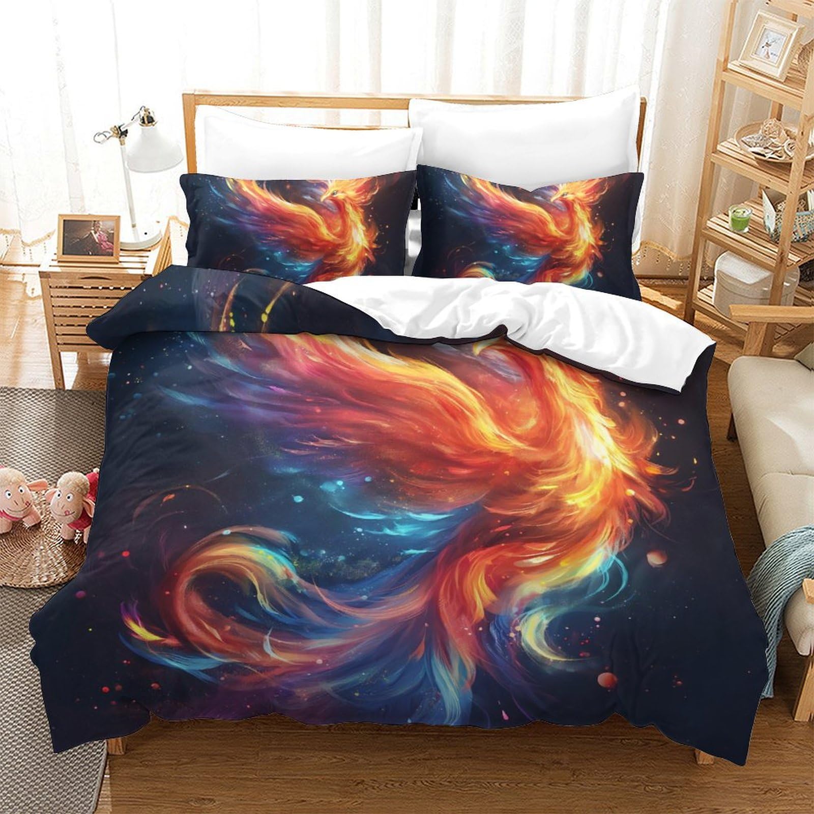 Parure de lit double Phoenix en microfibre pour une chambre parentale cosy et moderne