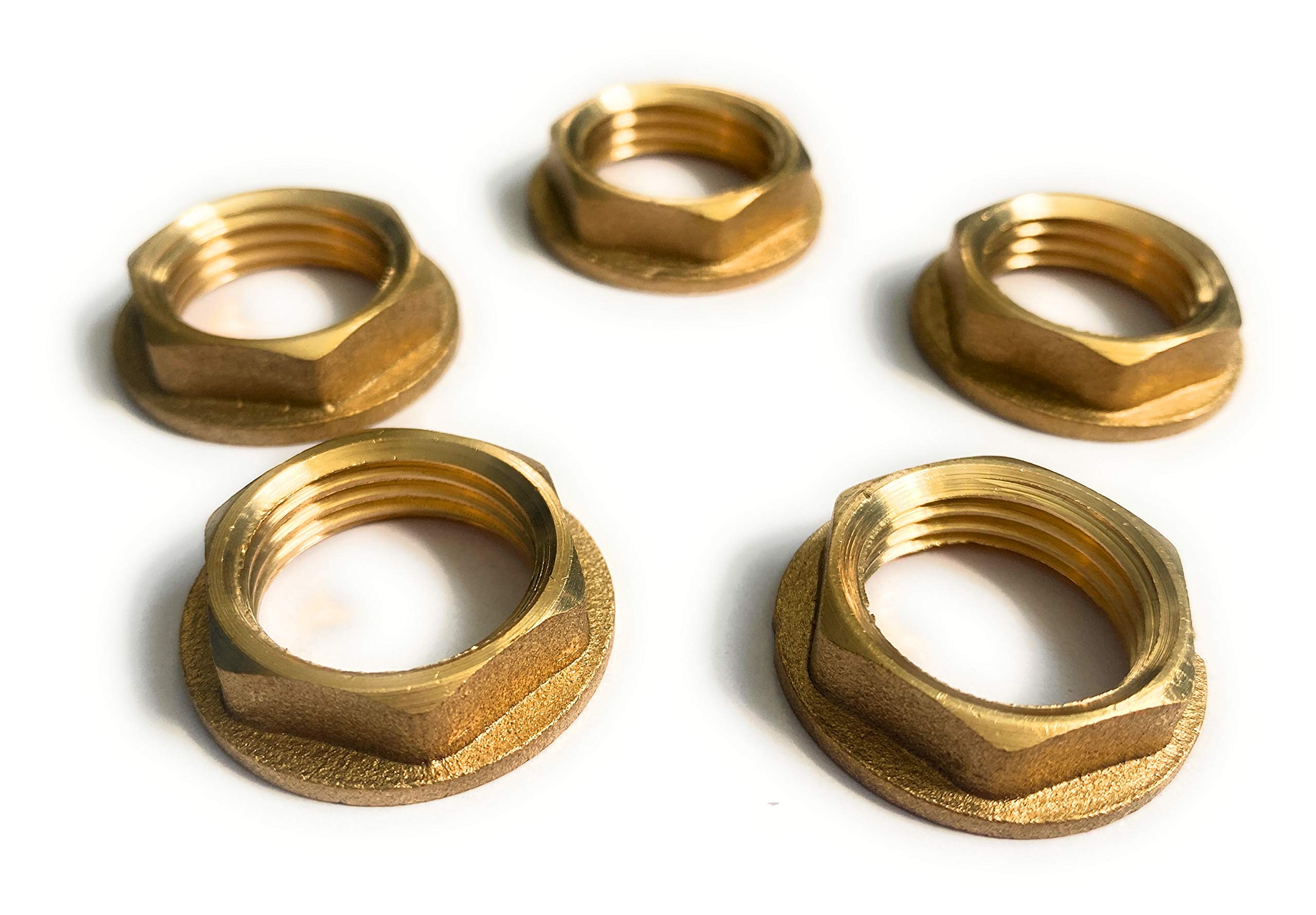 1/2 inch BSP Flanged Brass Thread Backnuts Tap Pack of 5