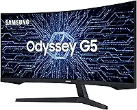 Monitor Gamer Curvo Samsung Odyssey 34’’, Ultra WQHD, 165Hz, 1ms, tela ultrawide, HDMI, Display Port, Freesync Premium, preto, série G5