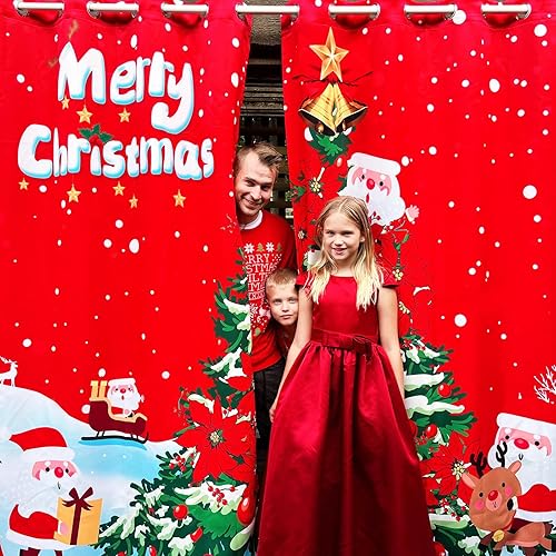 Miniatura 4 de Santa Claus Christmas Curtains Living Room 52 x 84 inch, 2 Panels Grommet Printed Fabric Decorations Blackout Curtains, Thermal Insulated Holiday