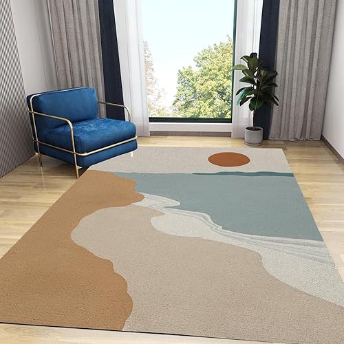 Miniatura 2 de Alfombra de mediados de siglo para sala de estar o dormitorio, alfombra bohemia abstracta antideslizante, no desprende pelusa, para habitación de