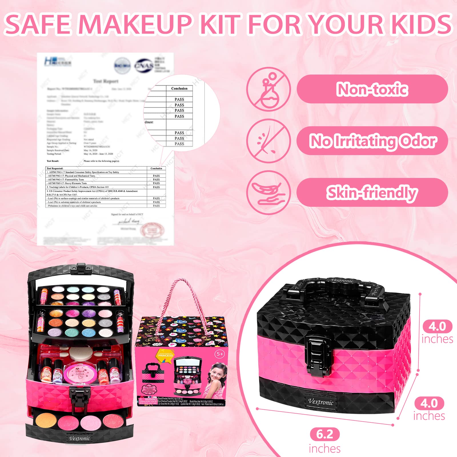 Vextronic Girl Makeup Toy Set 30 Pcs Washable Kids Makeup Kit for Girls